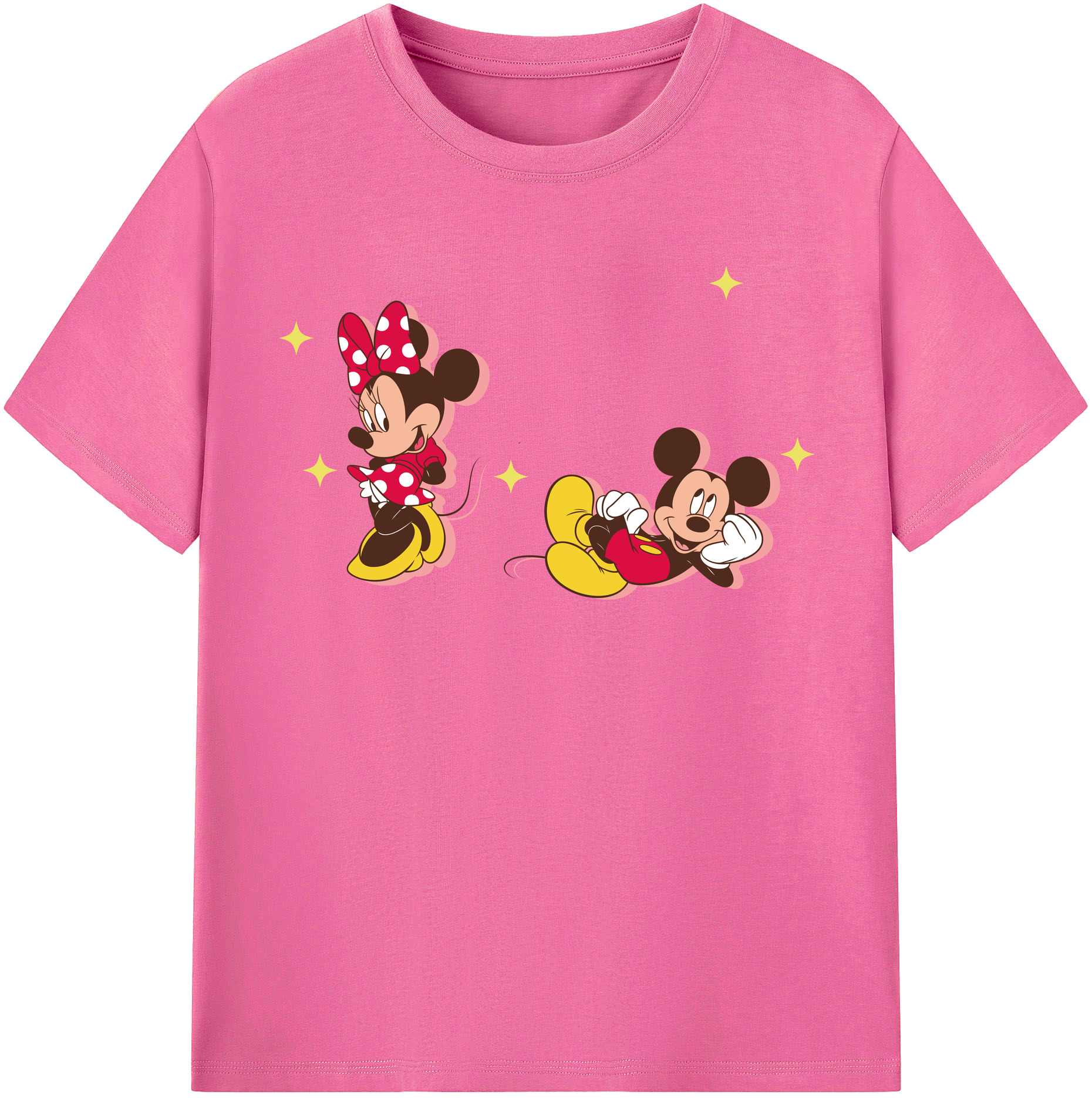 （画像用） ミッキーマウス Mickey Mouse レディースカジュアルプリントTシャツ（綿100％）